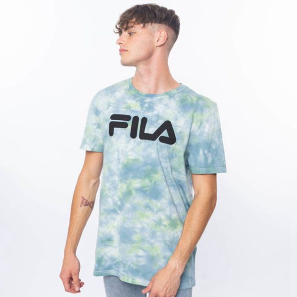 Fila Mono Deckle Tie Dye Men's T-Shirts - Mint/Grey,NZ 358-51834